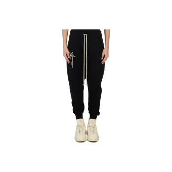 RICK OWENS Logo embroidered Drop crotch Trousers