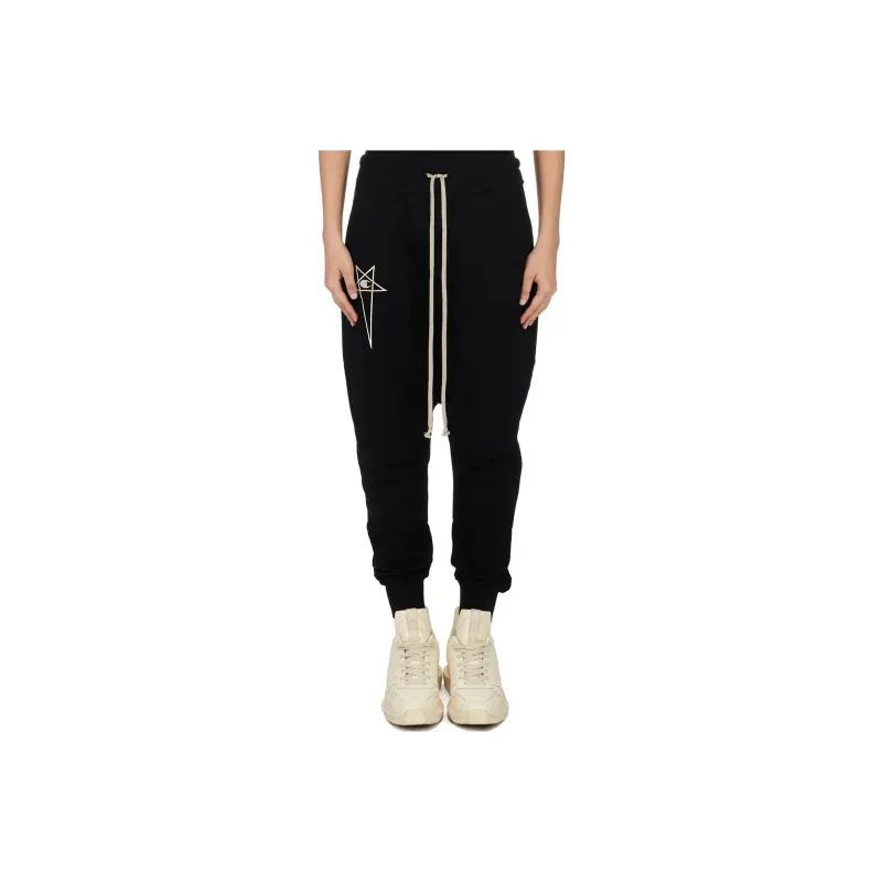 RICK OWENS Logo embroidered Drop crotch Trousers-0