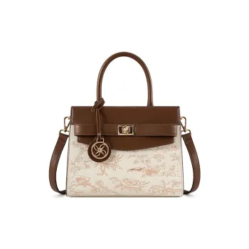 Vigno Synthetic Leather Handbag, One Shoulder, Crossbody Bag Women's Brown White