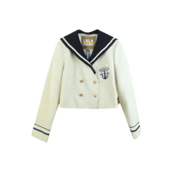 LALABOBO Cropped Coats Women's Ecru
