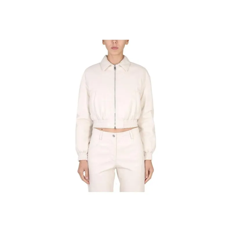 MSGM Cropped Zipped Bomber Jacket-0