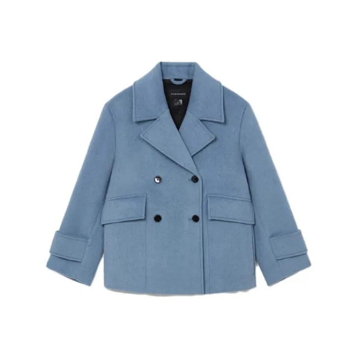 CLUB MONACO Velvet-feel Coat Women's Blue-0