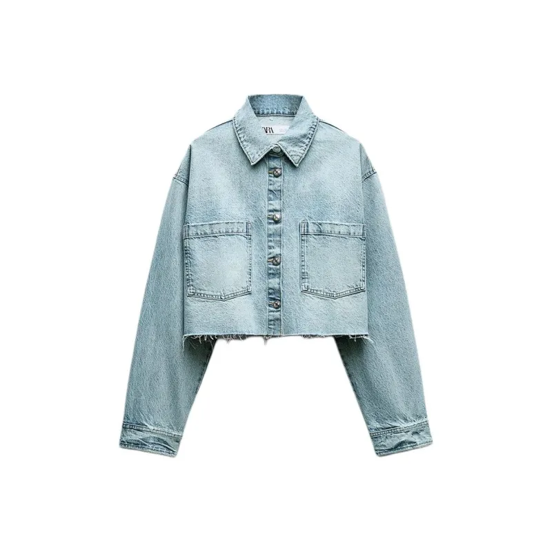 ZARA Denim Jacket Women's Light Blue-0