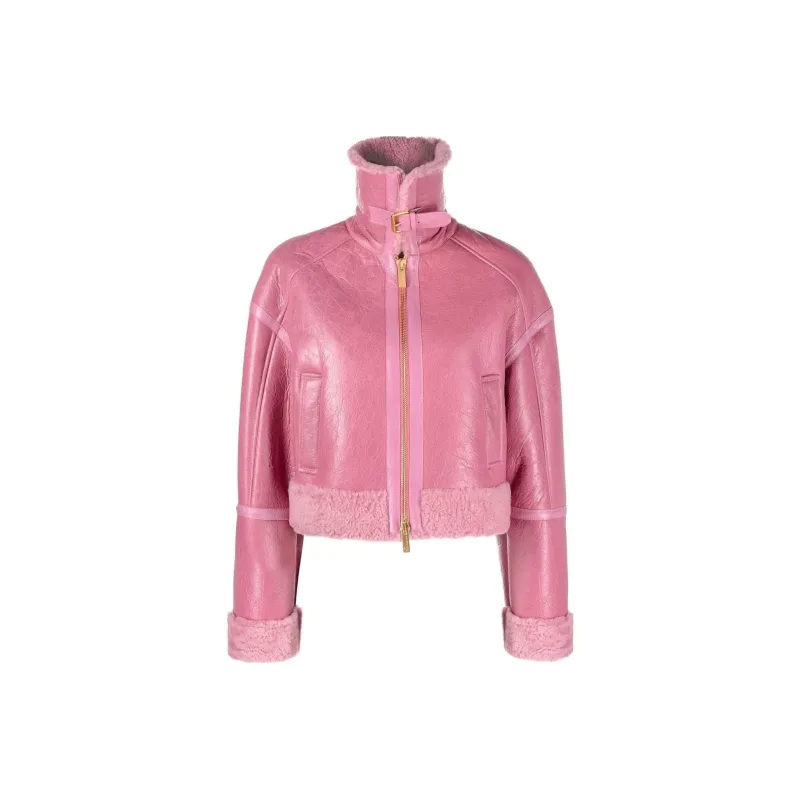 Blumarine SS23 Leather Jacket Coat Women's Bubble Gum Pink-0