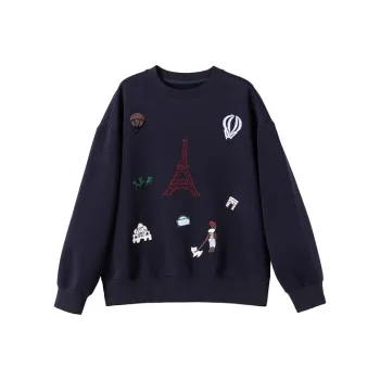 PAZZO Embroidered Casual Versatile Pullover Sweatshirt Women's