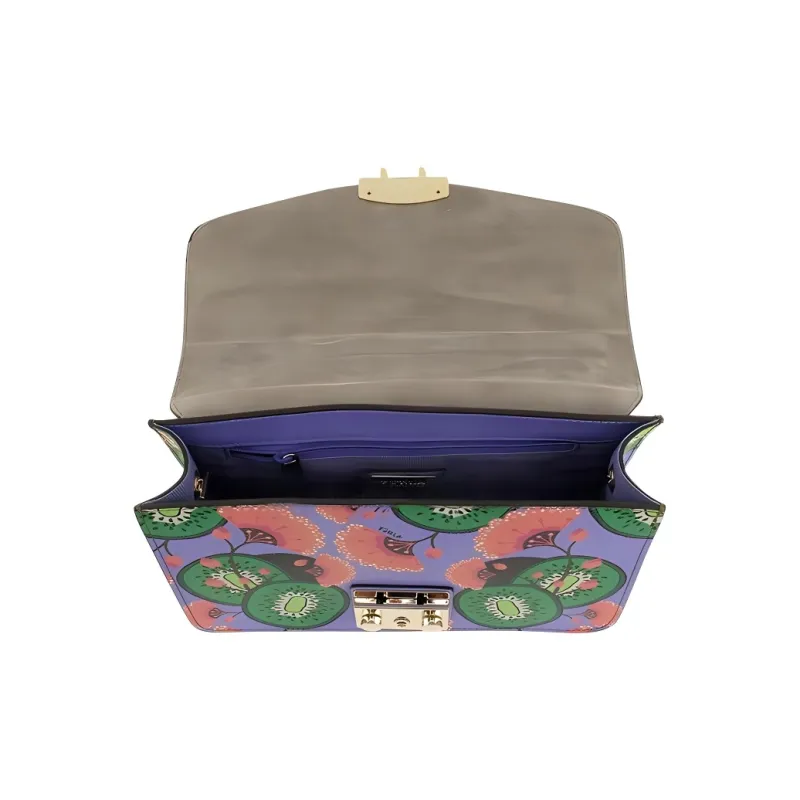 Furla Metropolis Collection Calfskin Small Square Bag Shoulder Bag Crossbody Bag Small Size Women's Purple-4