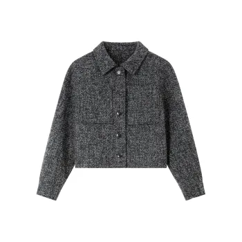 VIMLY Cropped Coats Women's Black Gray Color