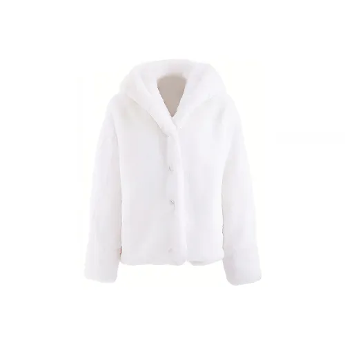 Blovelan Velvet-feel Coat Women's Milk White