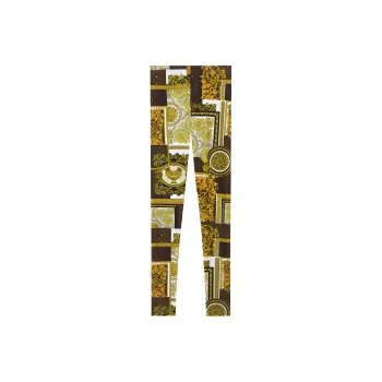 VERSACE Barocco Patchwork Print Leggings 'Gold/Brown/White'