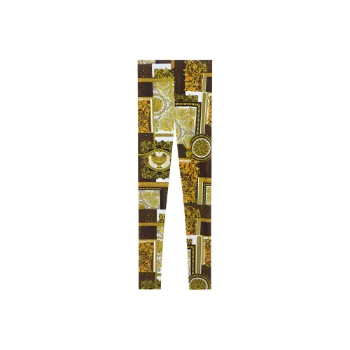 VERSACE Barocco Patchwork Print Leggings 'Gold/Brown/White'