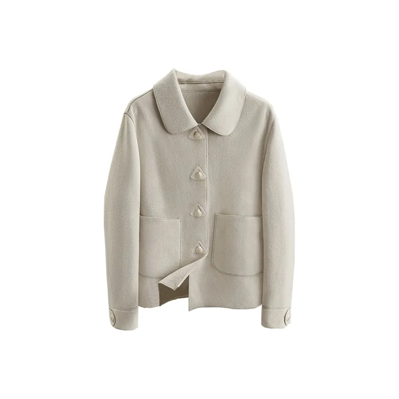 Cypress House Cropped Coat Women's Beige Khaki-0