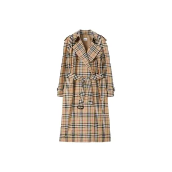 Burberry Vintage Check Printed Belted Trench Coat