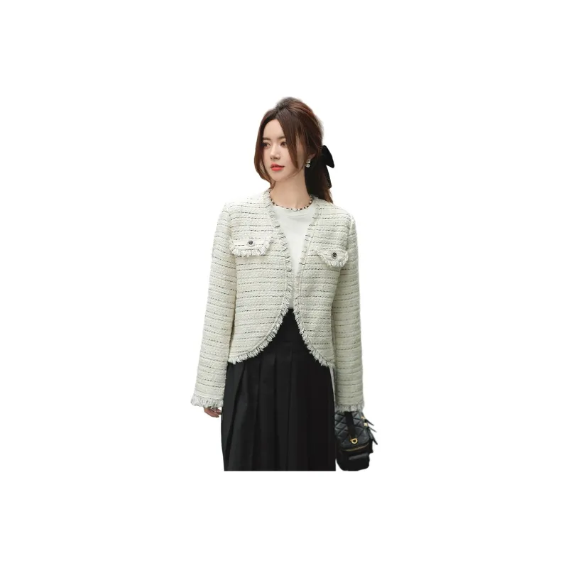 Emodues Cropped Coats Women's White-0