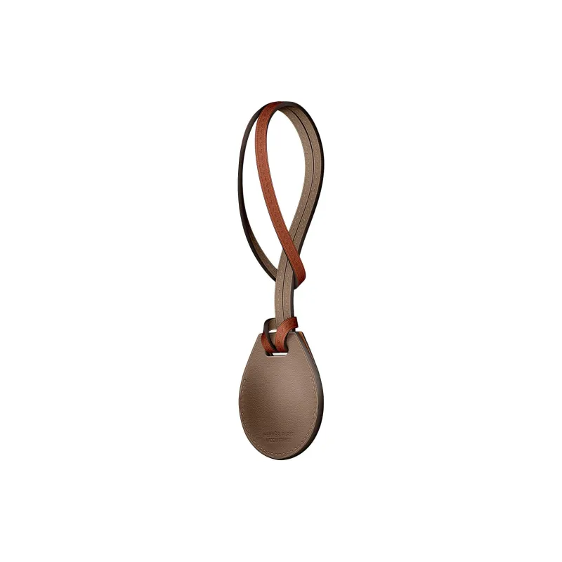 HERMES Apple AirTag Swift Leather Bag Accessory Unisex Weimar Beige & Copper-2