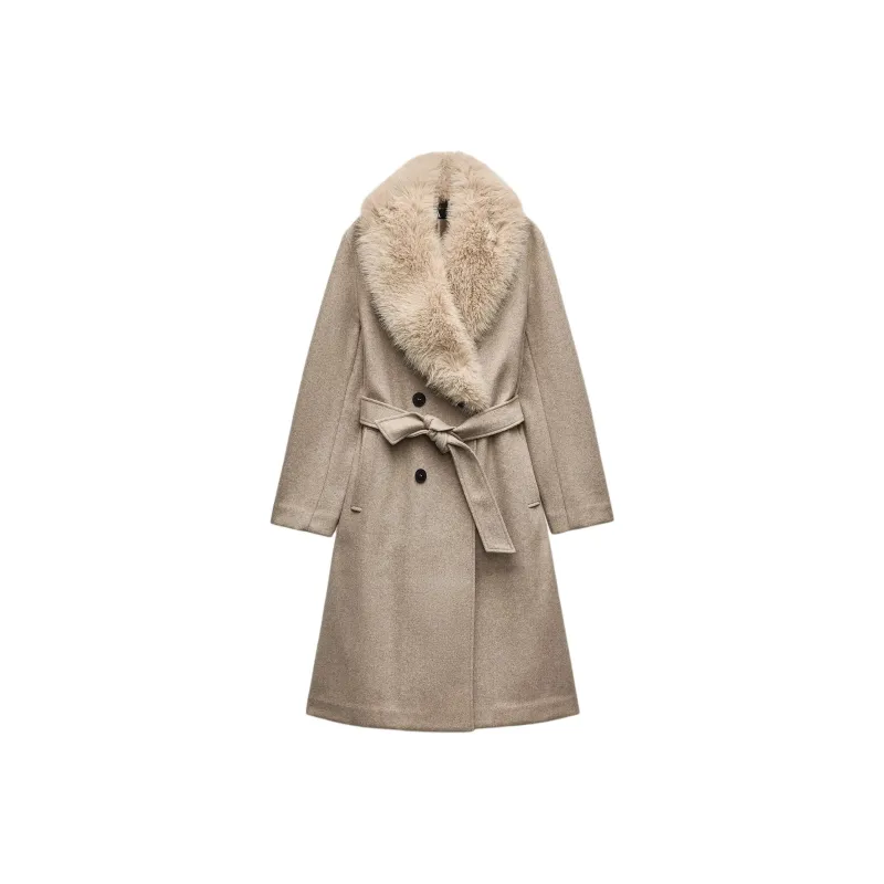 ZARA Coats Women's Gold Brown-0