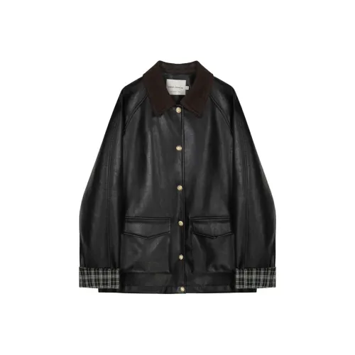 VEGA CHANG Leather Jacket Women's Glossy Black