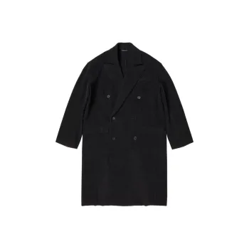 Balenciaga FW22 Velvet-feel Coat Loose Fit Style Women's Black