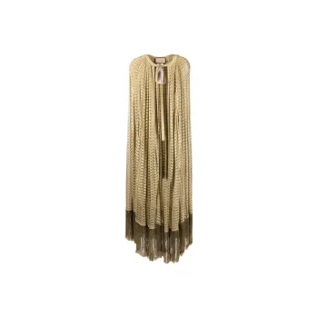 GUCCI Fringed Open knit Cape