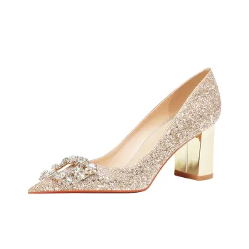 Lan Miao Chunky Heel High Heels Women's Gold