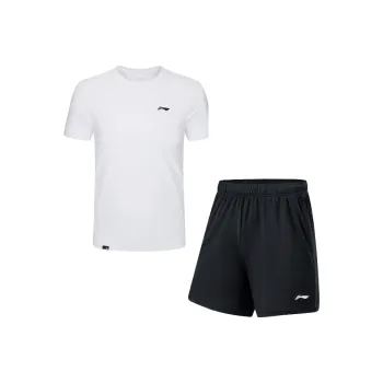 LiNing Casual Sportswear Unisex White Set White Top+Black Pants