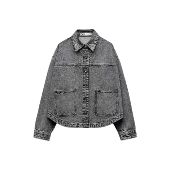ZARA Denim Jackets Women's Gray