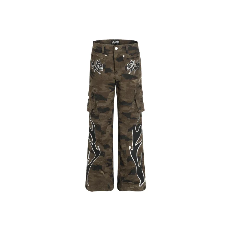 Beam Mix With Kimchi Slim Fit Bootcut Camouflage Jeans Unisex-13