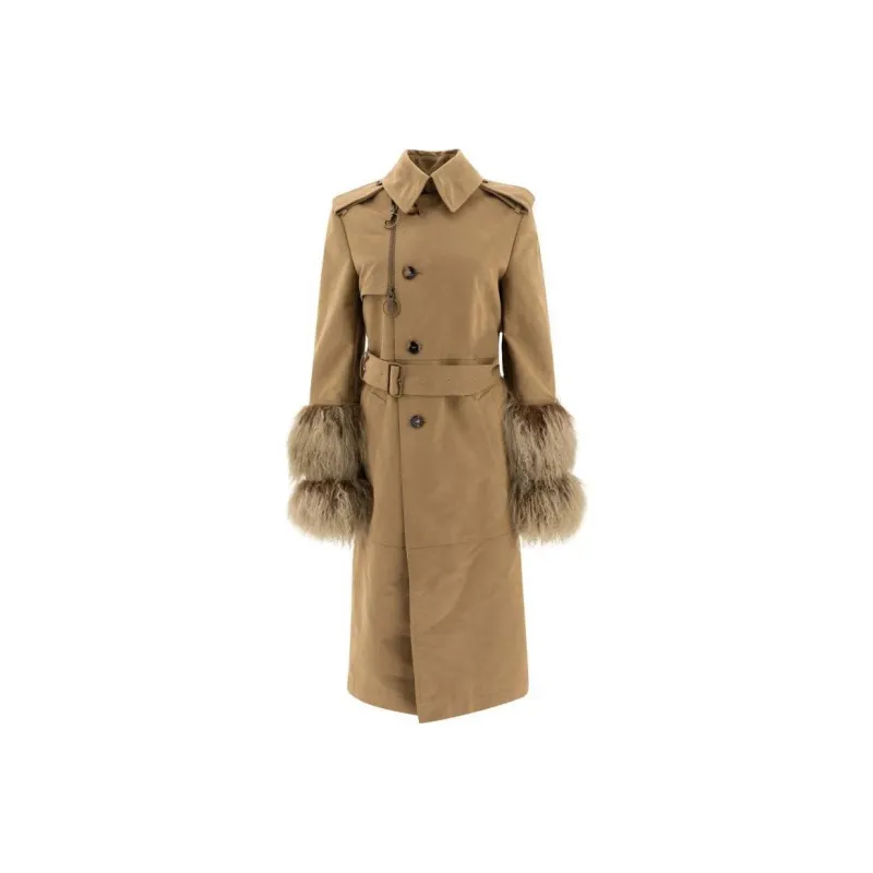 Burberry Shearling trimmed Trench Coat-0