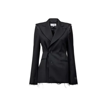 MM6 Maison Margiela Raw Cut Edge Single Breasted Blazer