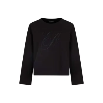 EMPORIO ARMANI Double jersey Sweatshirt With Oversized Logo Embroidery