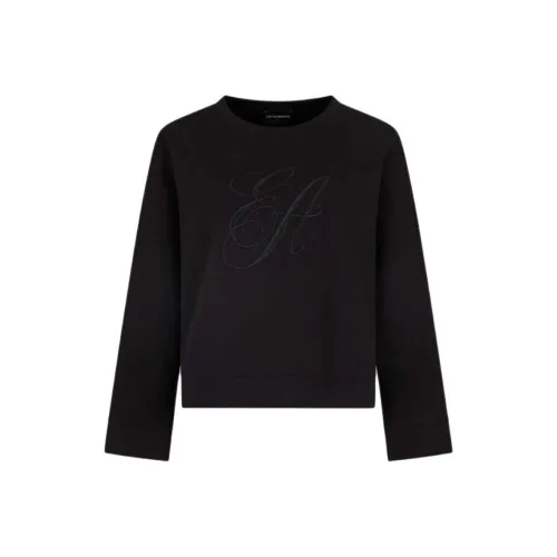 EMPORIO ARMANI Double jersey Sweatshirt With Oversized Logo Embroidery