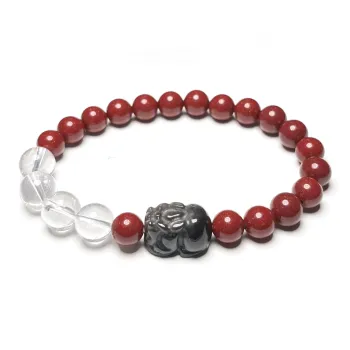 CUIJING Reconstructed Cinnabar Textile Beaded Bracelet Unisex