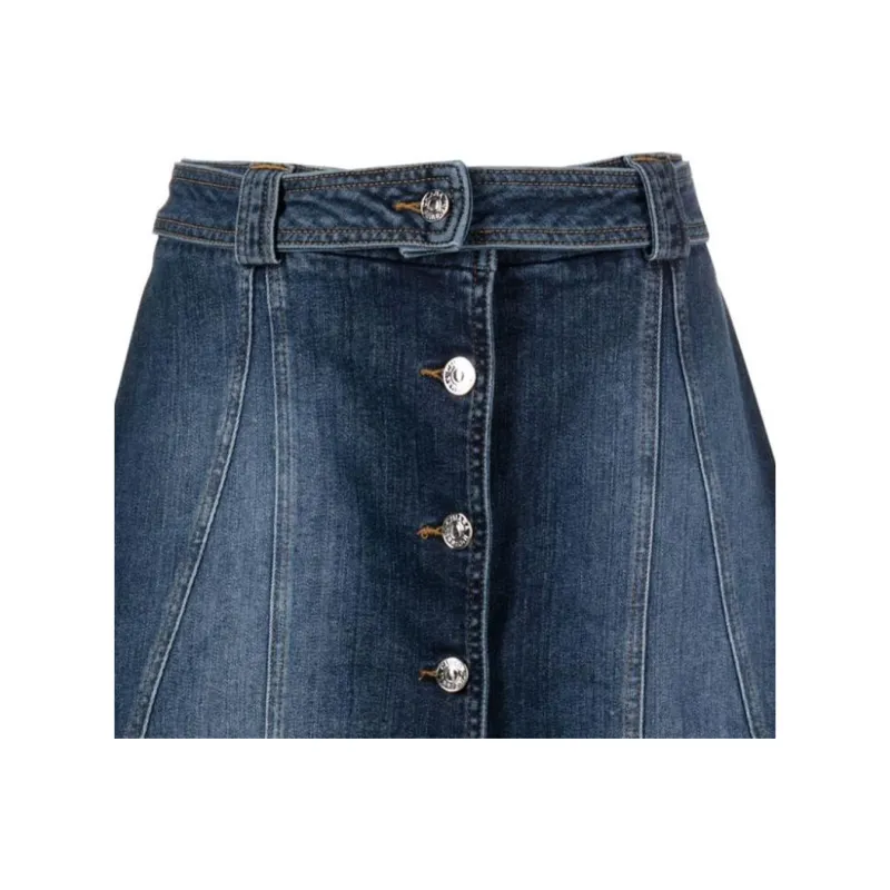 CHIARA FERRAGNI Logo Embroidered High-Waisted Denim Mini Skirt-4