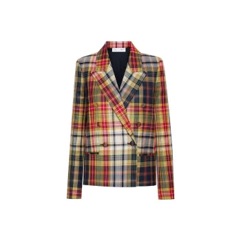 Oscar De La Renta Checked Double-breasted Blazer