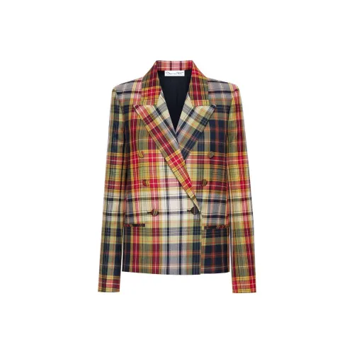 Oscar De La Renta Checked Double-breasted Blazer
