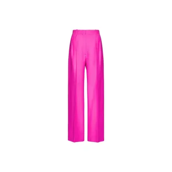 Valentino Crepe Couture Straight Leg Trousers 'Pink'