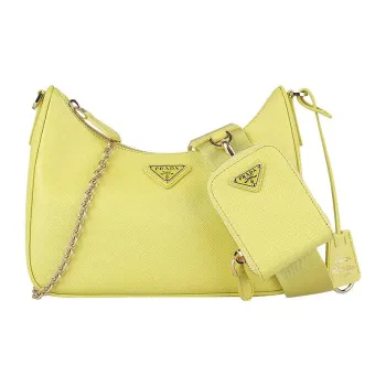 PRADA Re Edition Calfskin Shoulder Bag Women's Yellow