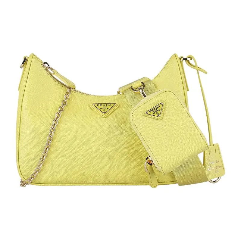 PRADA Re Edition Calfskin Shoulder Bag Women's Yellow-0