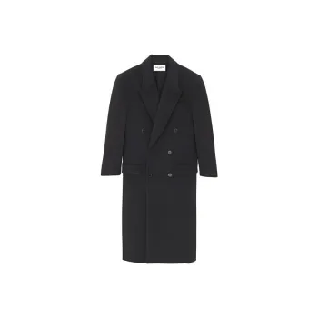 SAINT LAURENT Double-Breasted Long-Sleeved Coat