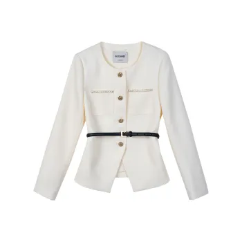 MISSSHINE Cropped Coats Women's Beige Apricot