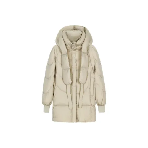 IT'REAL Feather Robe With Warm Fleece Down Jacket Women's Light Gray