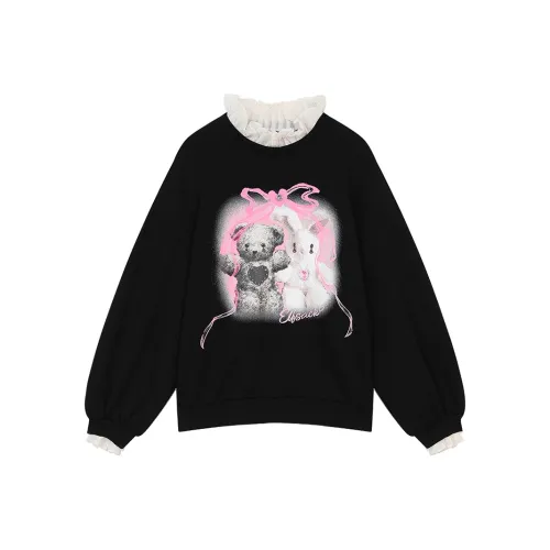 ELF SACK Sweatshirt Women's Sweet Style Bear Black