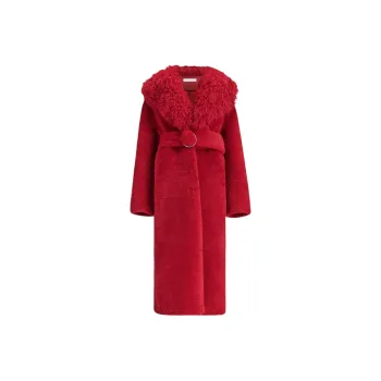 Jacquemus Shearling Long Coat Coats Women's Red