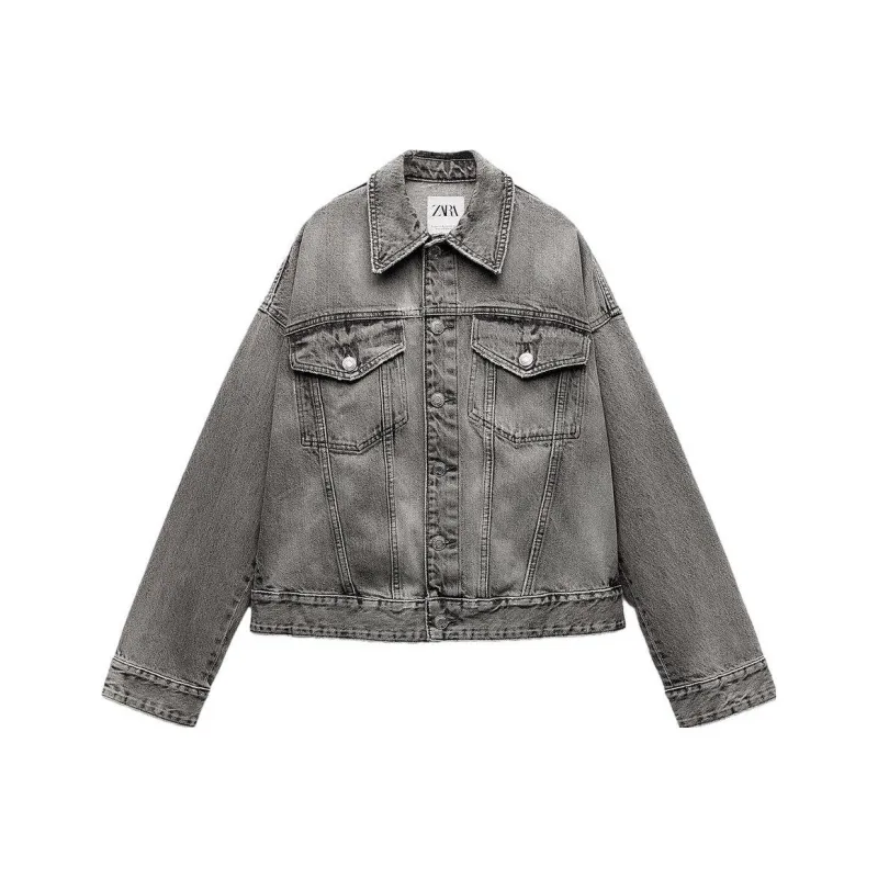 ZARA Denim Jackets Women's Gray-0