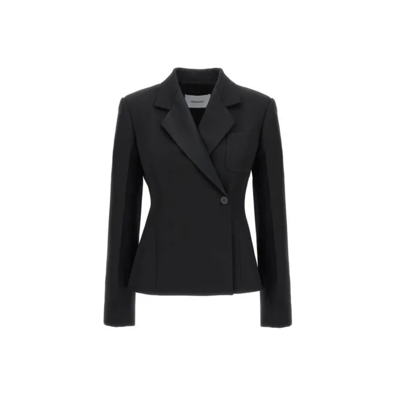 Ferragamo Off Centre Button Tuxedo Blazer-0