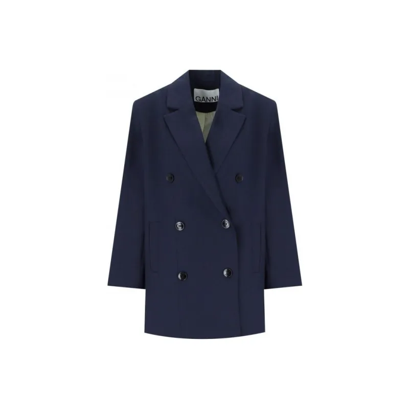 GANNI Double-Breasted Oversized Blazer-0