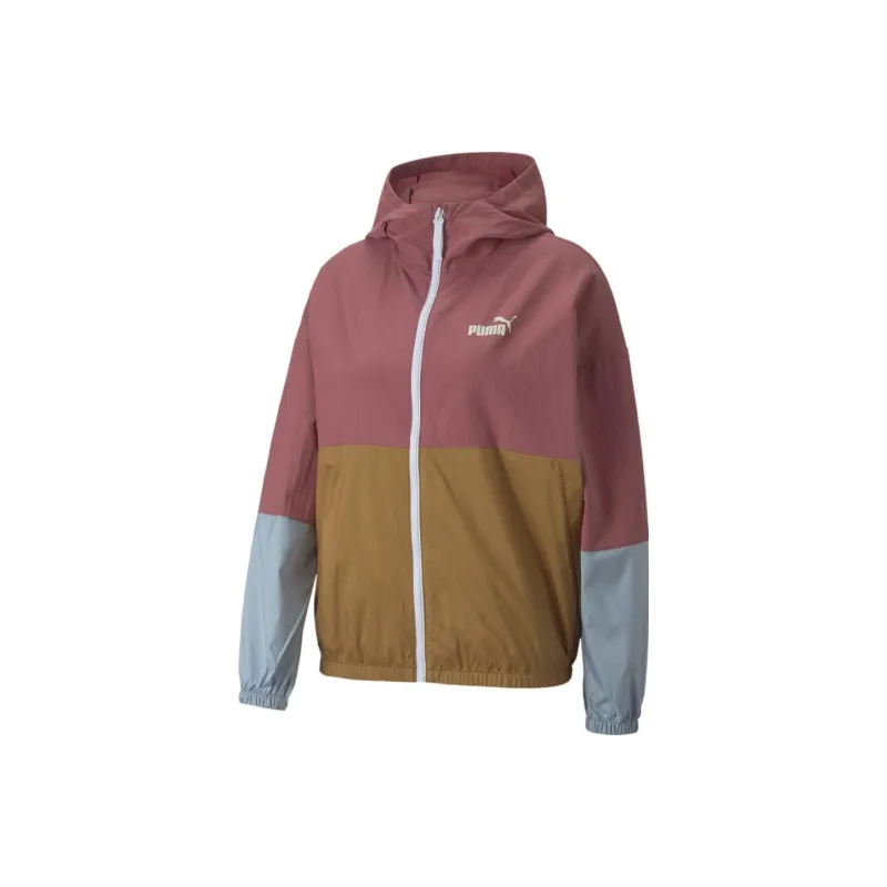 PUMA Colourblock Hooded Windbreaker Trench Coat Women's Pink-0