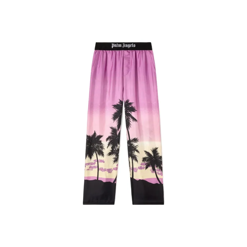 PALM ANGELS Sunset Printed High Waist Pajama Pants-0