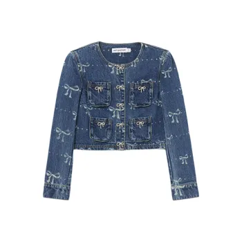 Self-portrait Bow-detail Denim Jacket