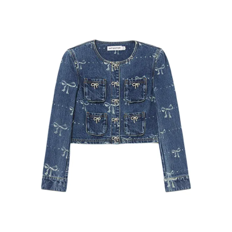 Self portrait Bow detail Denim Jacket-0