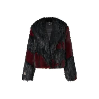 NAWS Cropped Coats Unisex Black Red Patchwork
